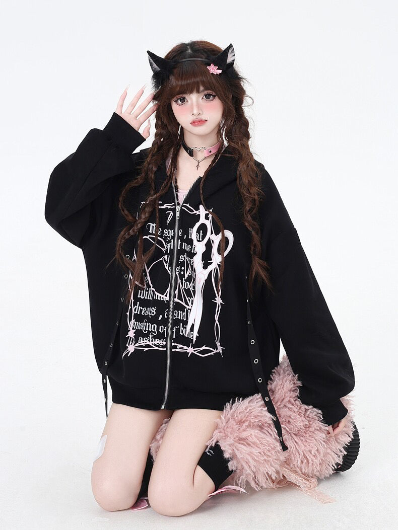 コントラストプリントパーカー NW1312