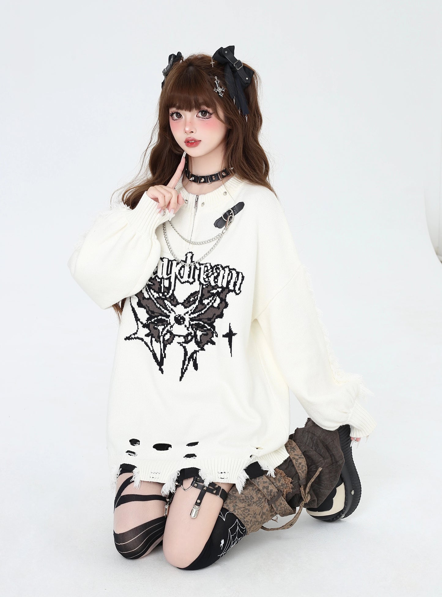 チェーンポイントダメージニット NW1289