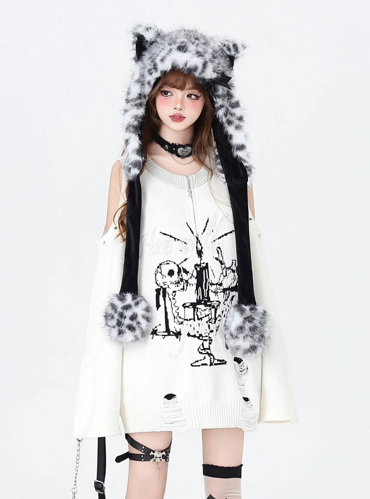 再販売：9/5 21:00~】センタージップダメージオーバーニット NW1277