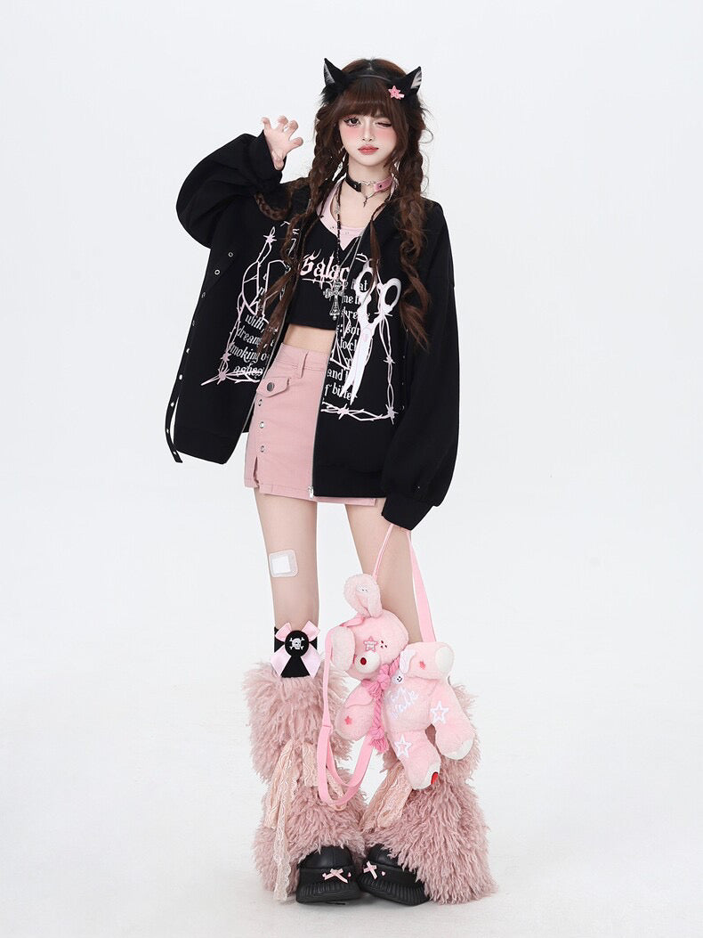 コントラストプリントパーカー NW1312