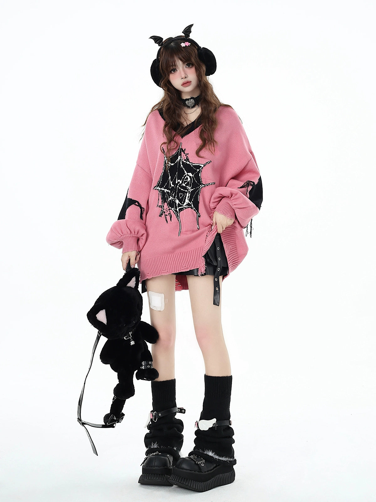 サブカルスパイダーピンクニット NW1283