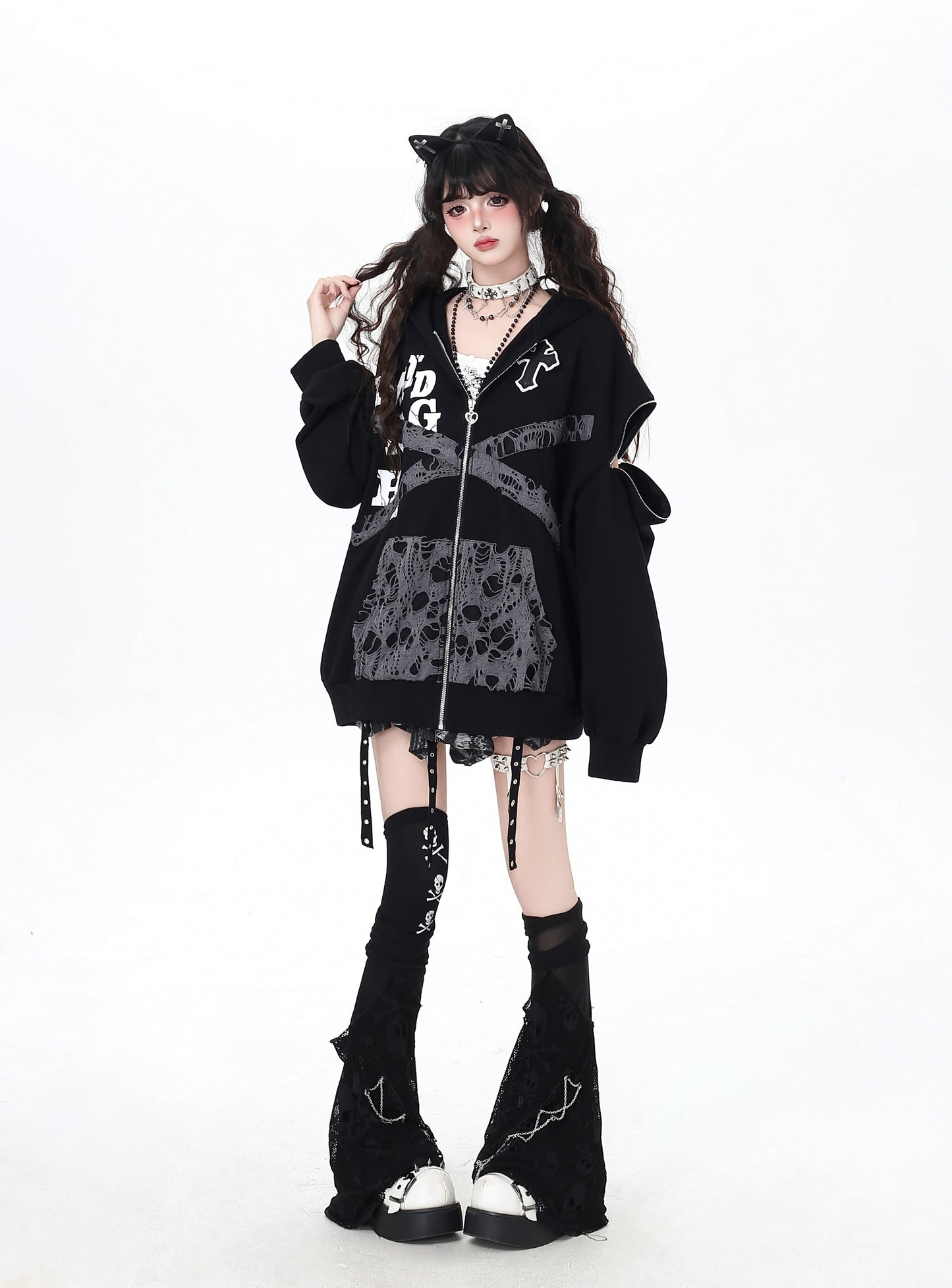 ダメージプリントパーカー NW1392