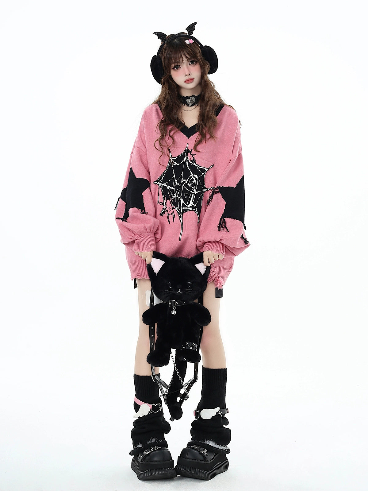 サブカルスパイダーピンクニット NW1283