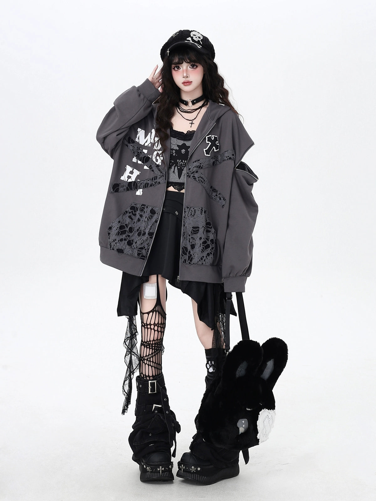 ダメージプリントパーカー NW1392