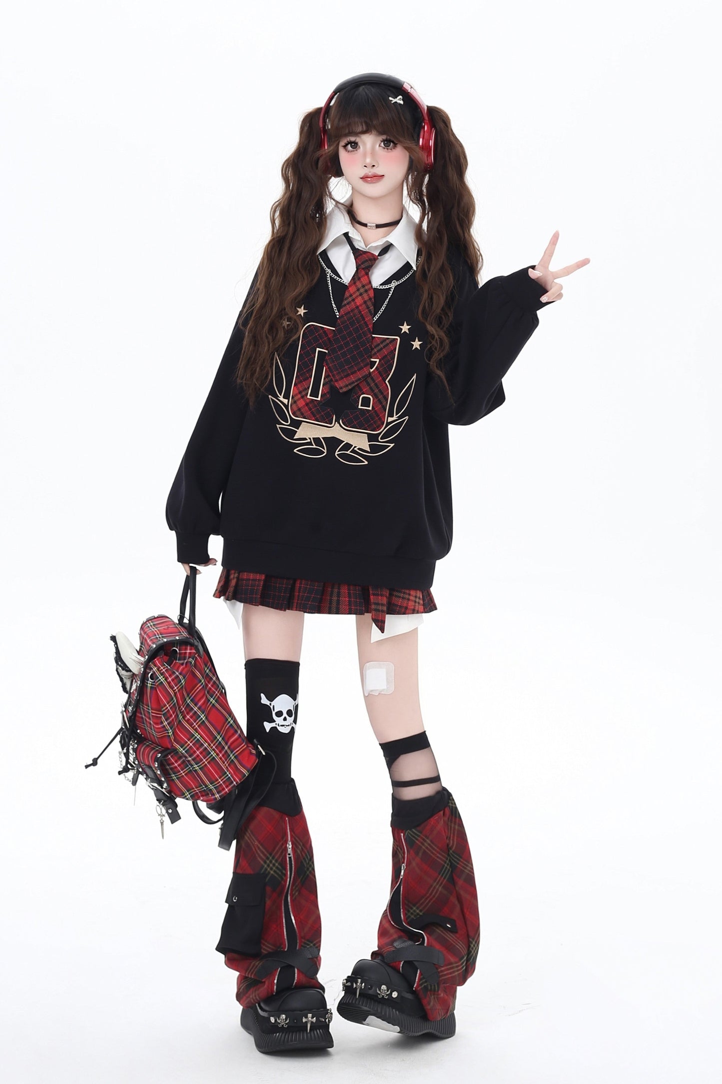 ツーピースチェックスウェット