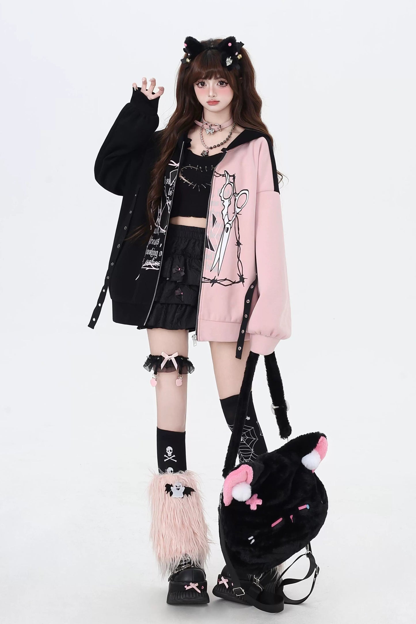 コントラストプリントパーカー NW1312