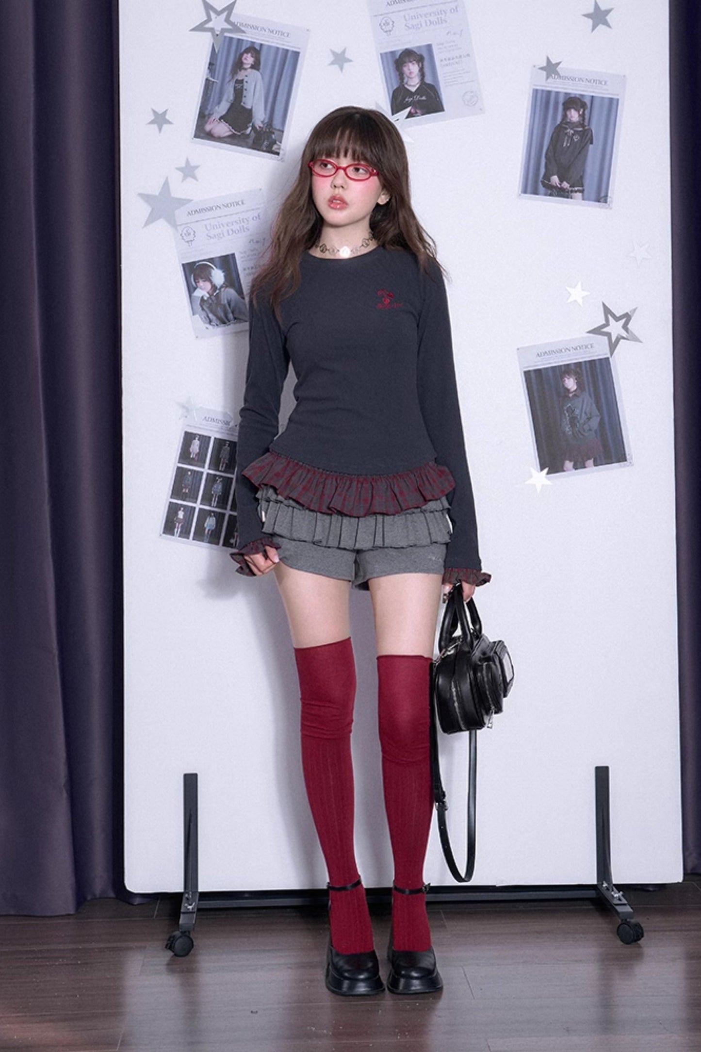 レッドチェックチェリートップス