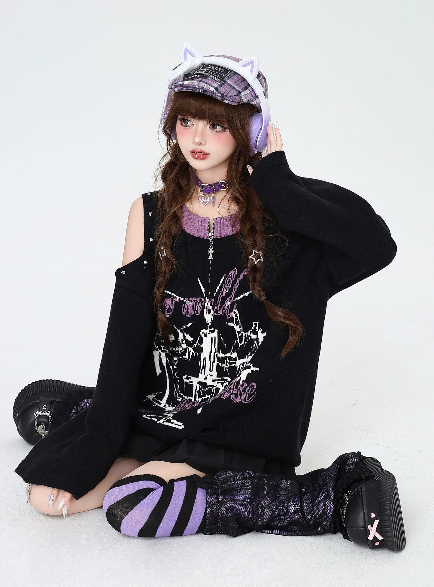 センタージップダメージオーバーニット NW1277