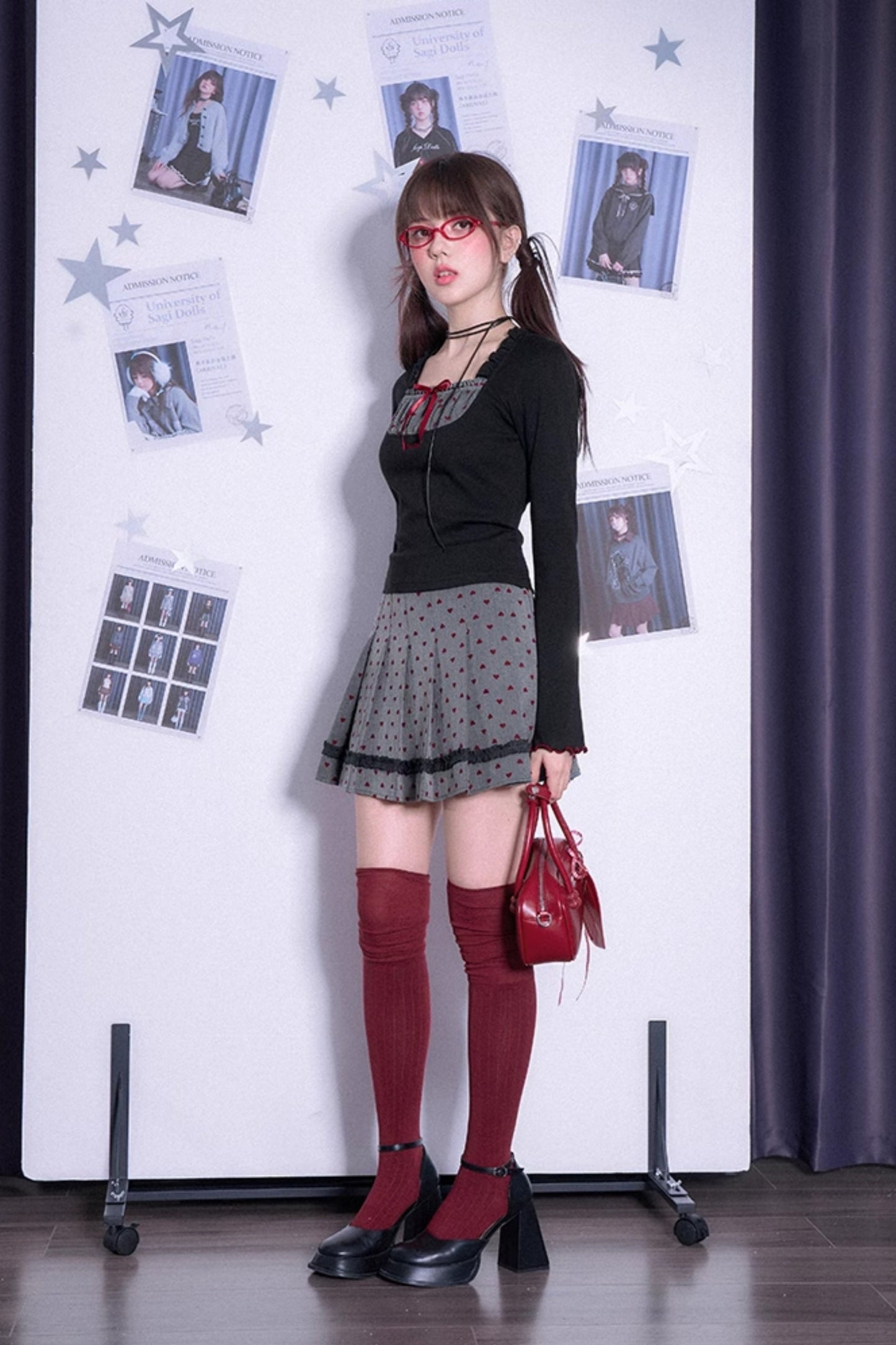 ハートプリーツスカート