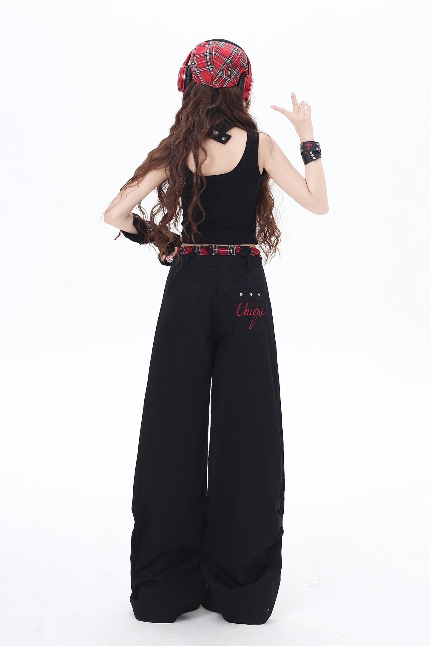 クロスレッドチェックパンツ