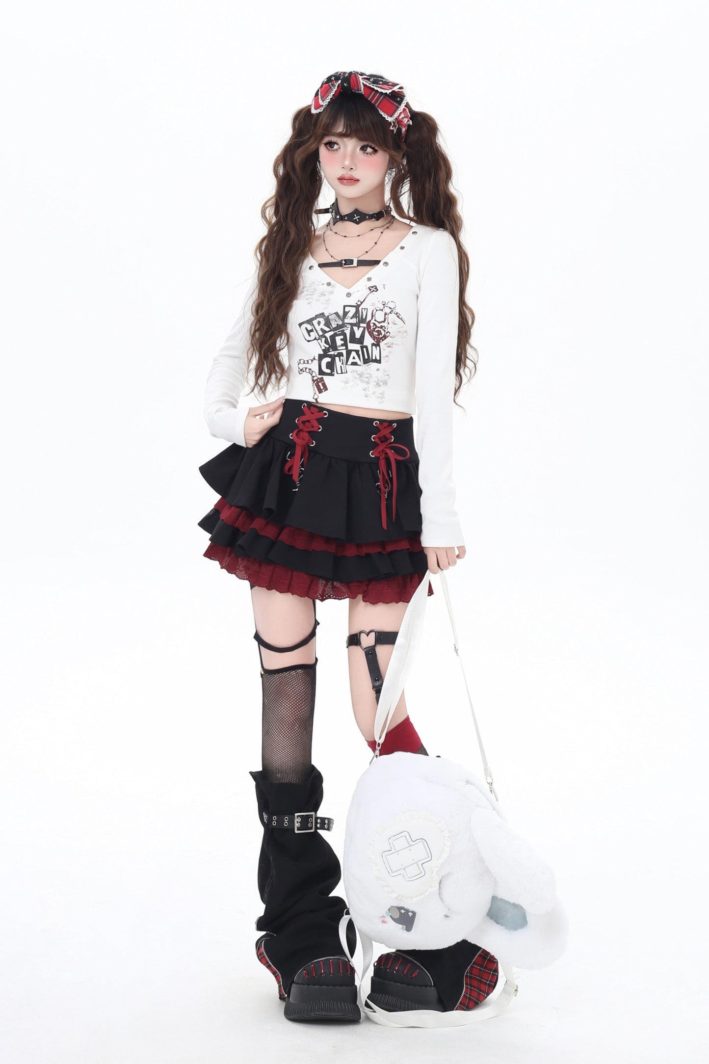 Vネッククロップドトップス