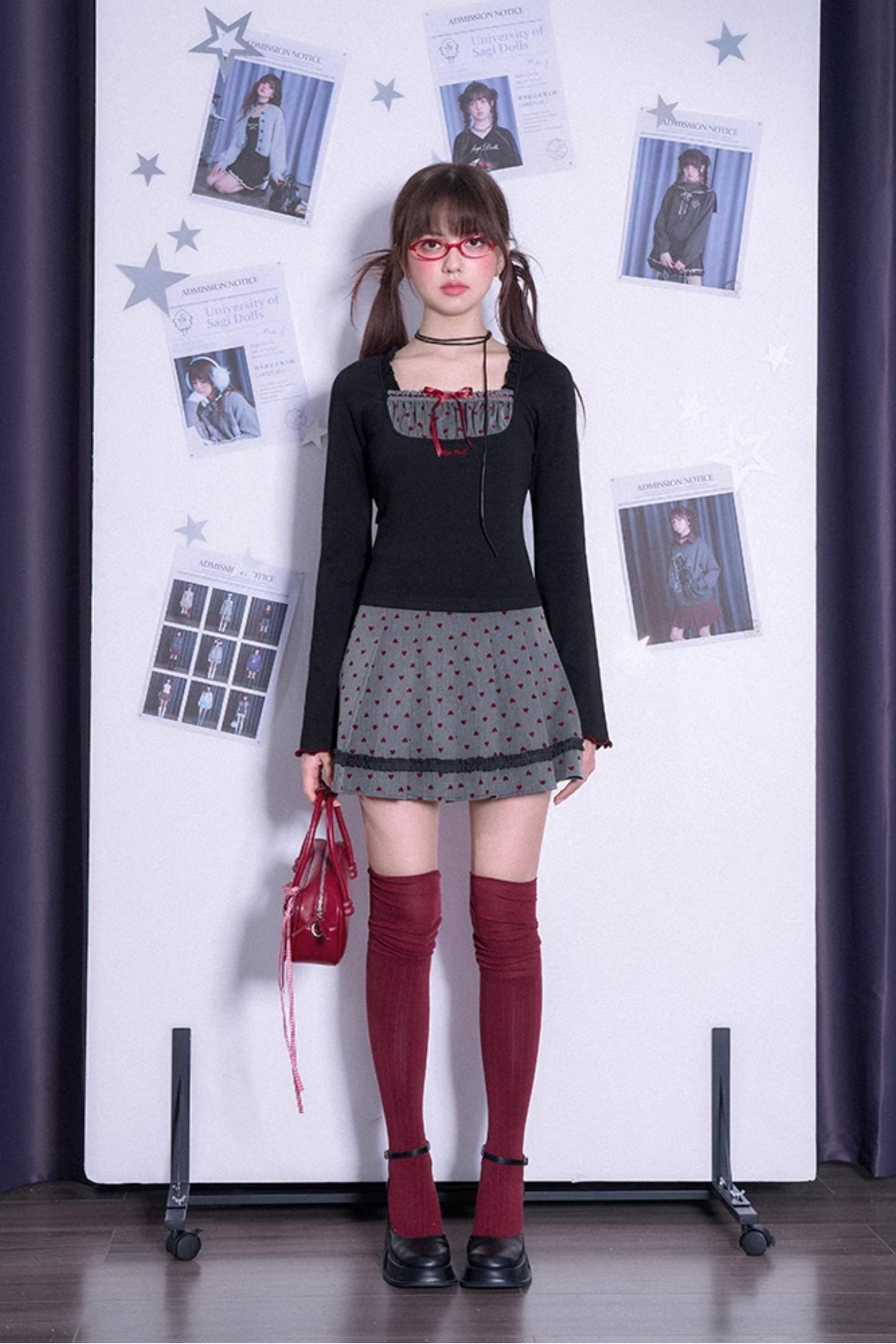 ハートプリーツスカート