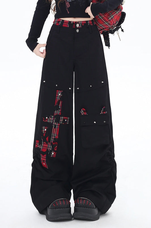 クロスレッドチェックパンツ