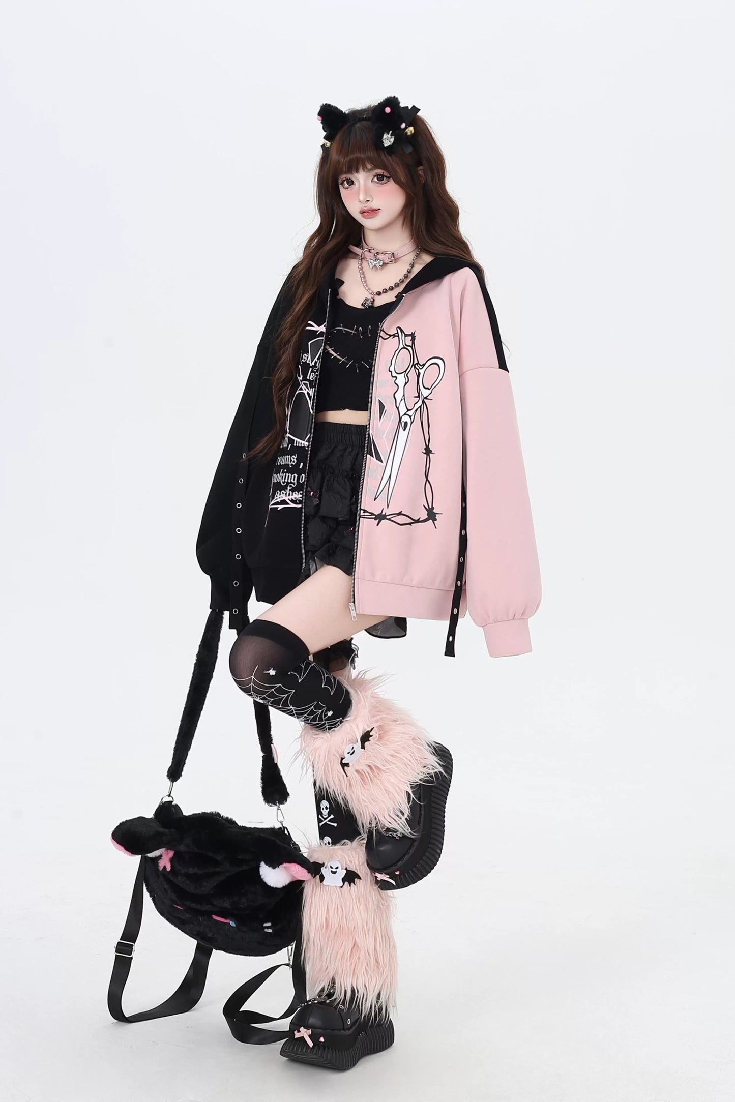 コントラストプリントパーカー NW1312