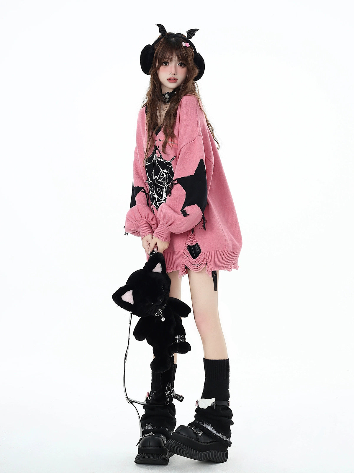 サブカルスパイダーピンクニット NW1283