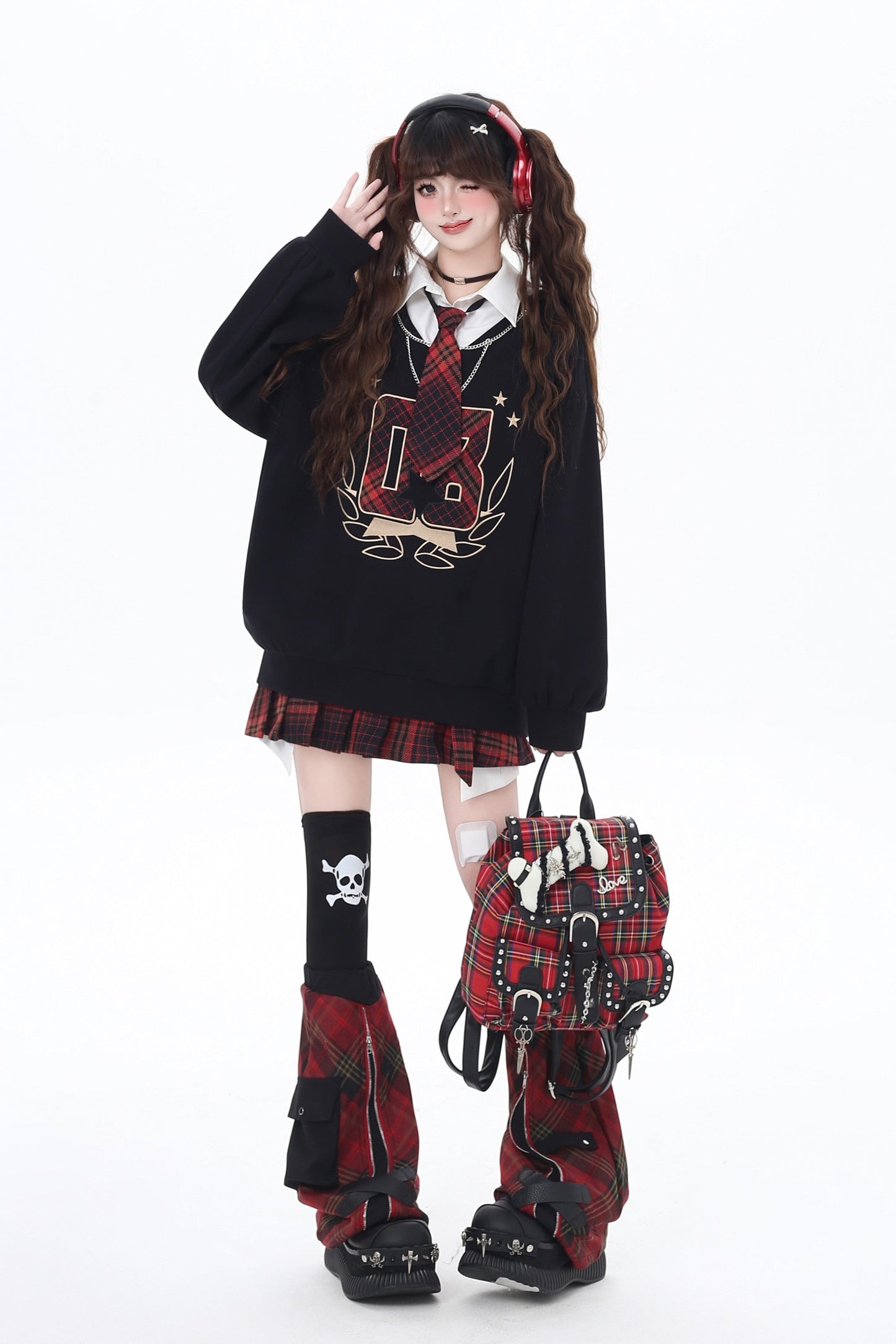 ツーピースチェックスウェット