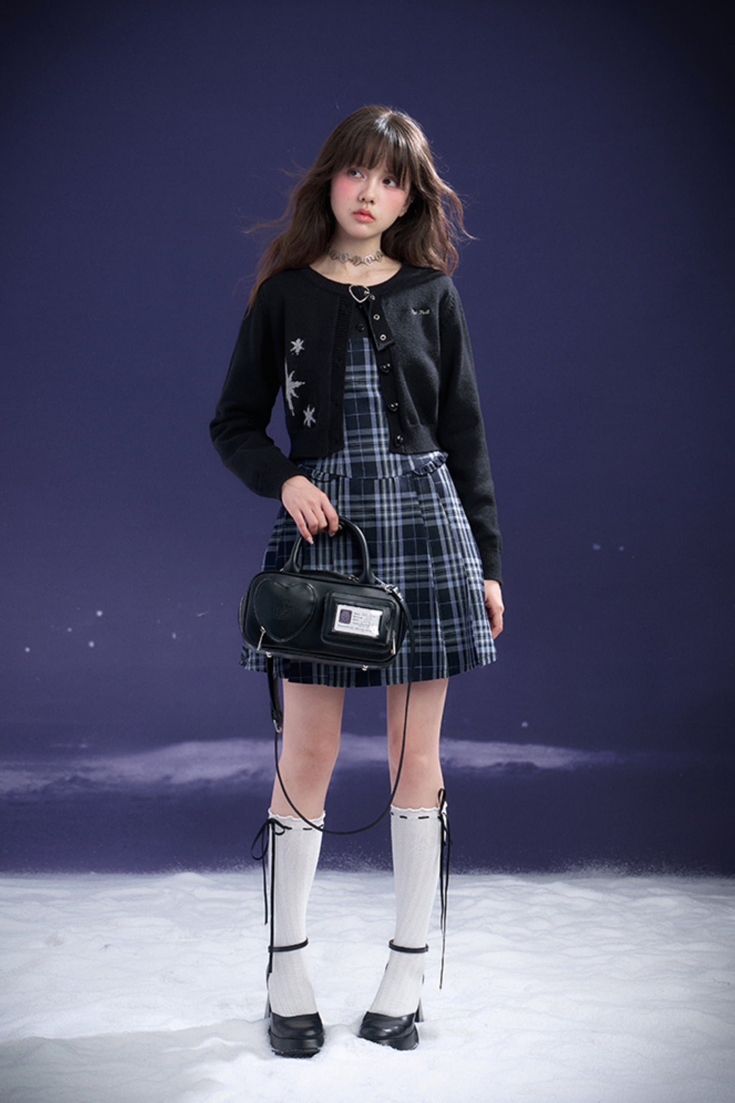 チェックブルーワンピース