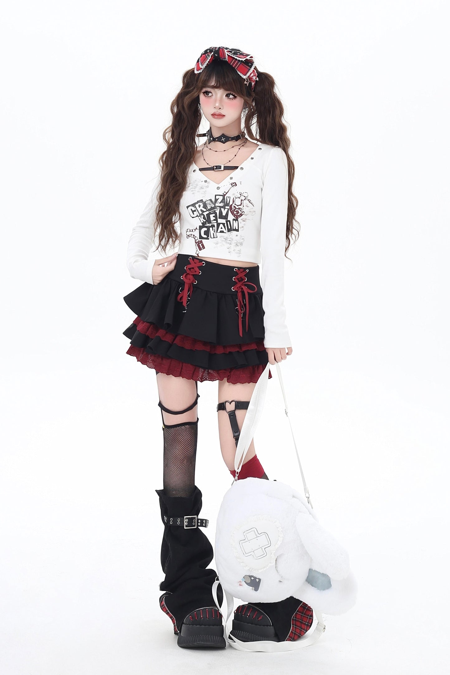 Vネッククロップドトップス