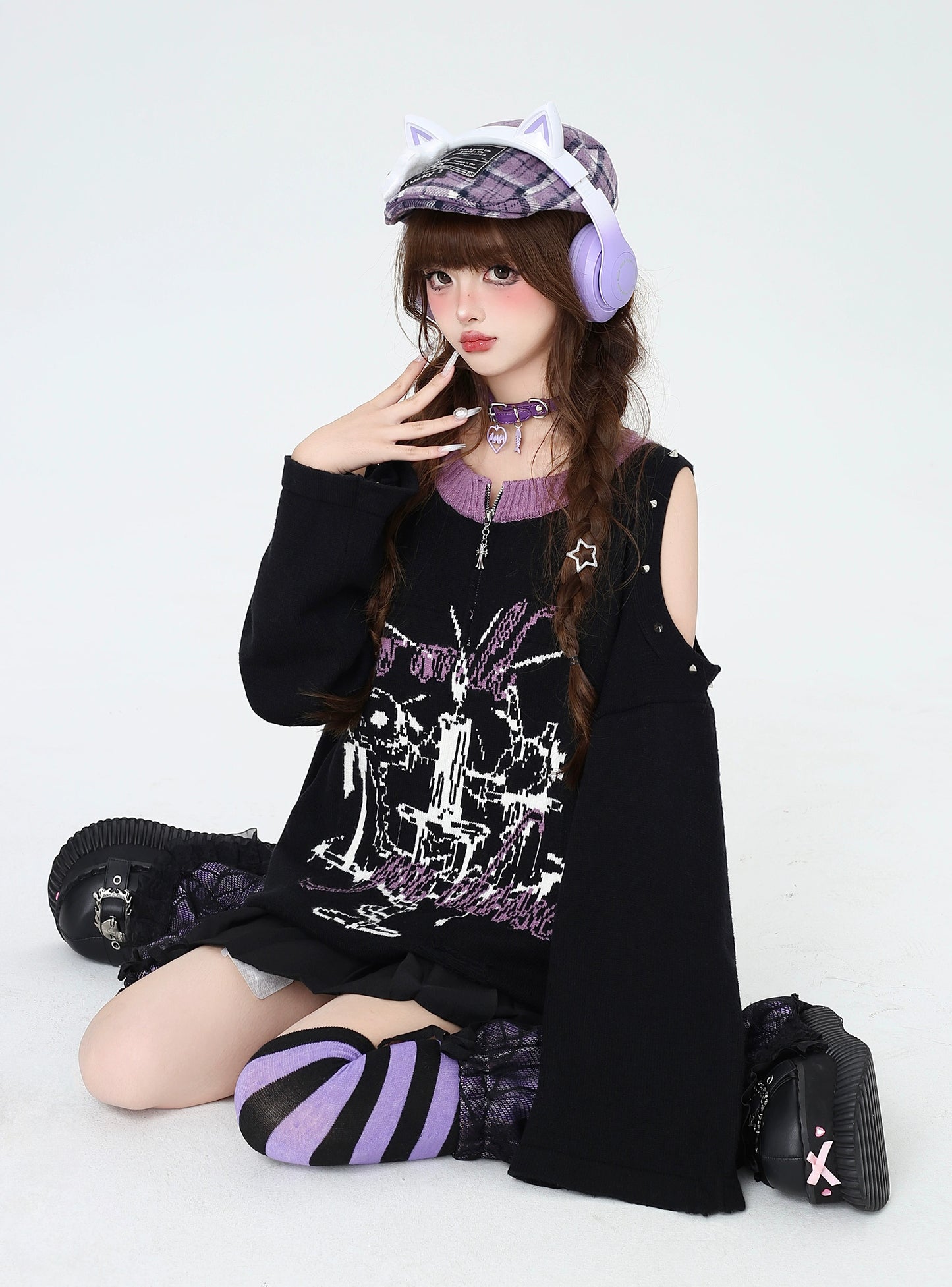 センタージップダメージオーバーニット NW1277