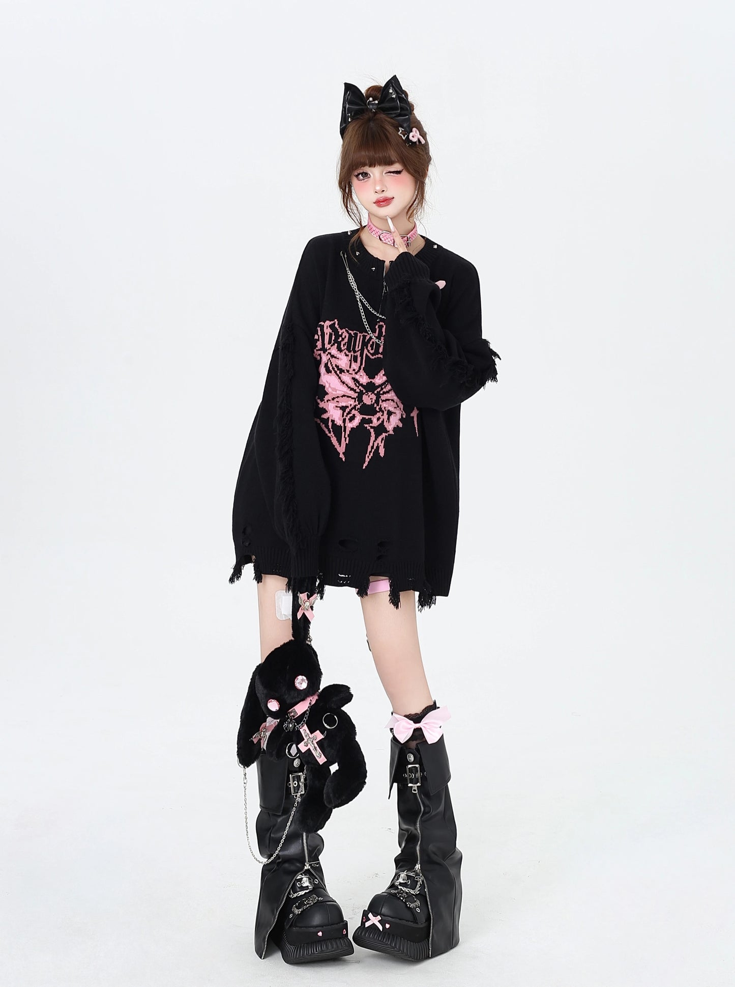 チェーンポイントダメージニット NW1289