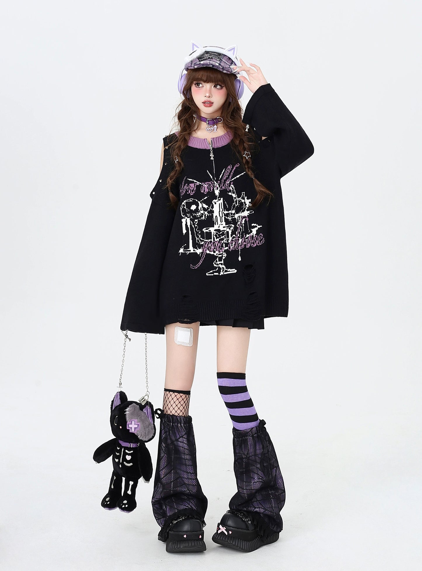 センタージップダメージオーバーニット NW1277