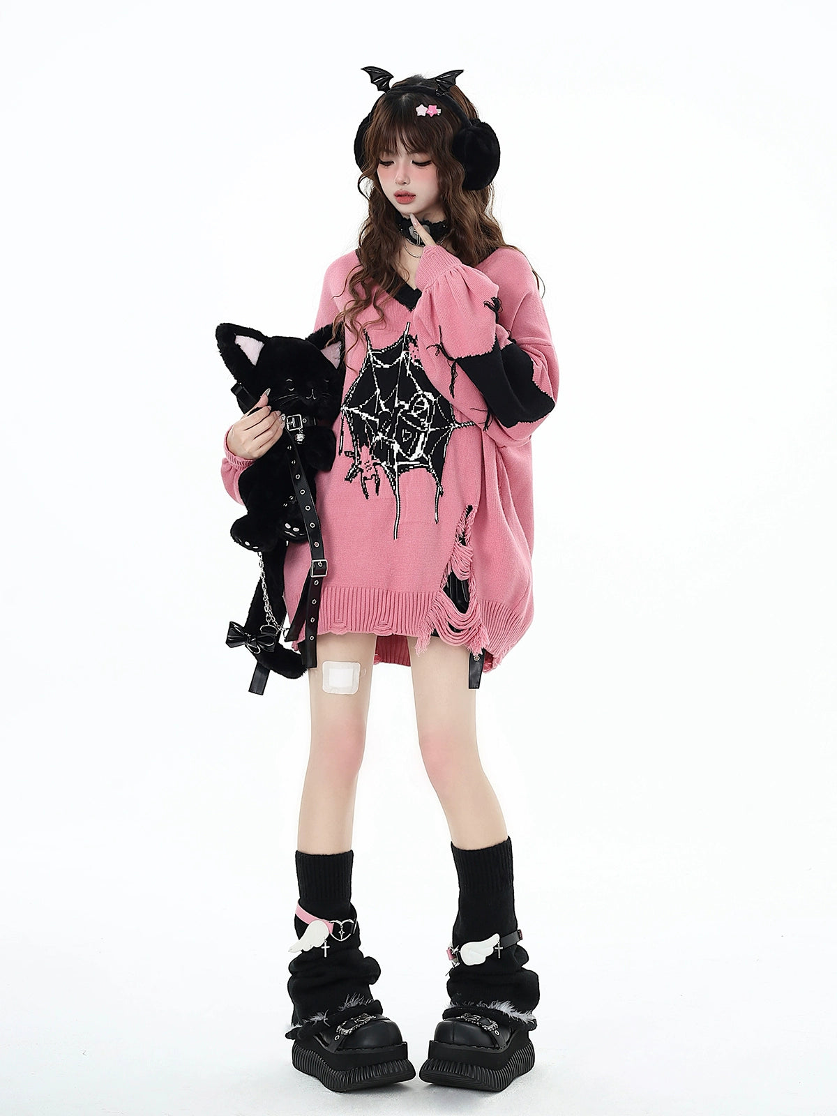 サブカルスパイダーピンクニット NW1283