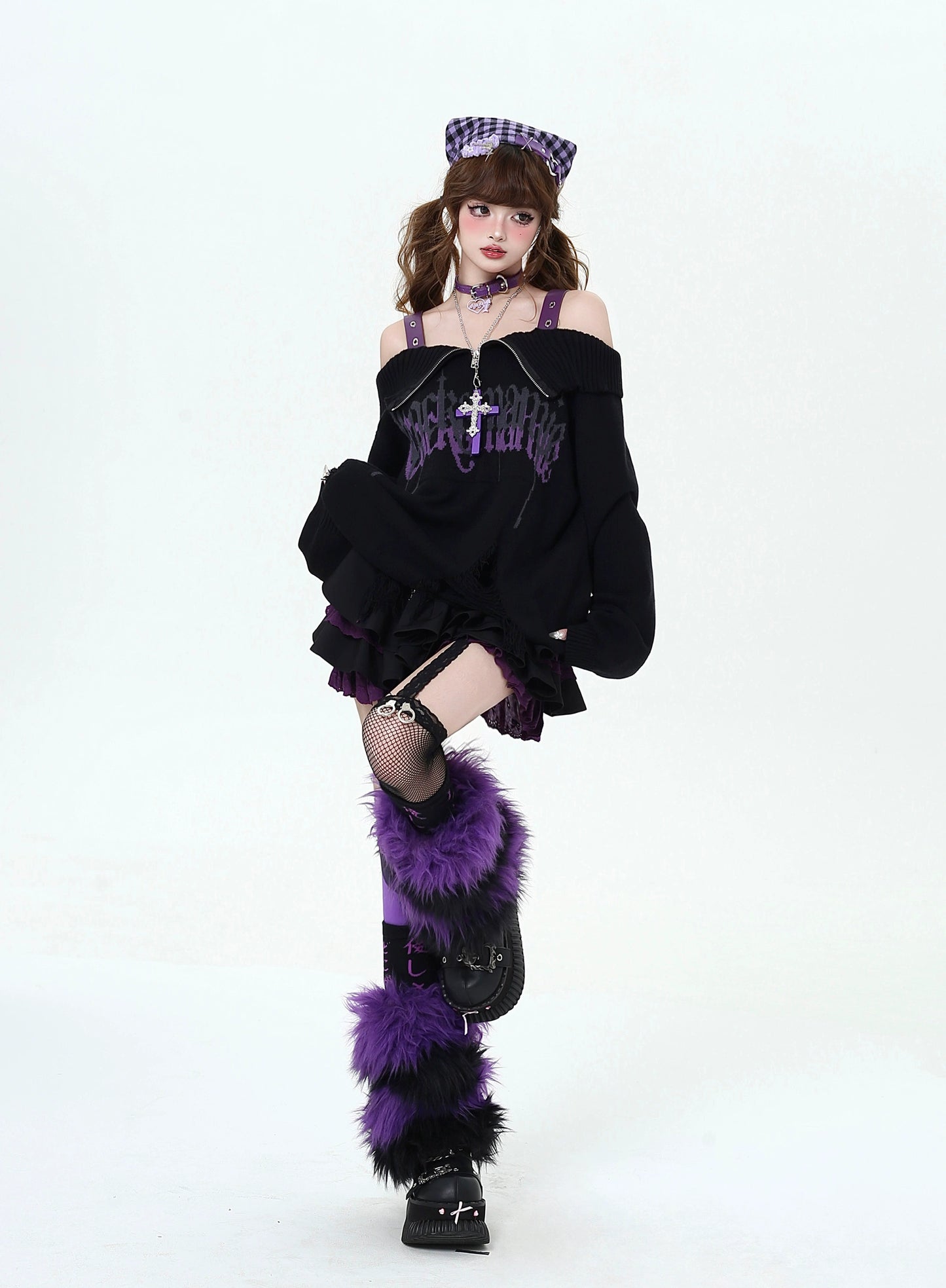 オフショルオーバーダメージニット NW1276