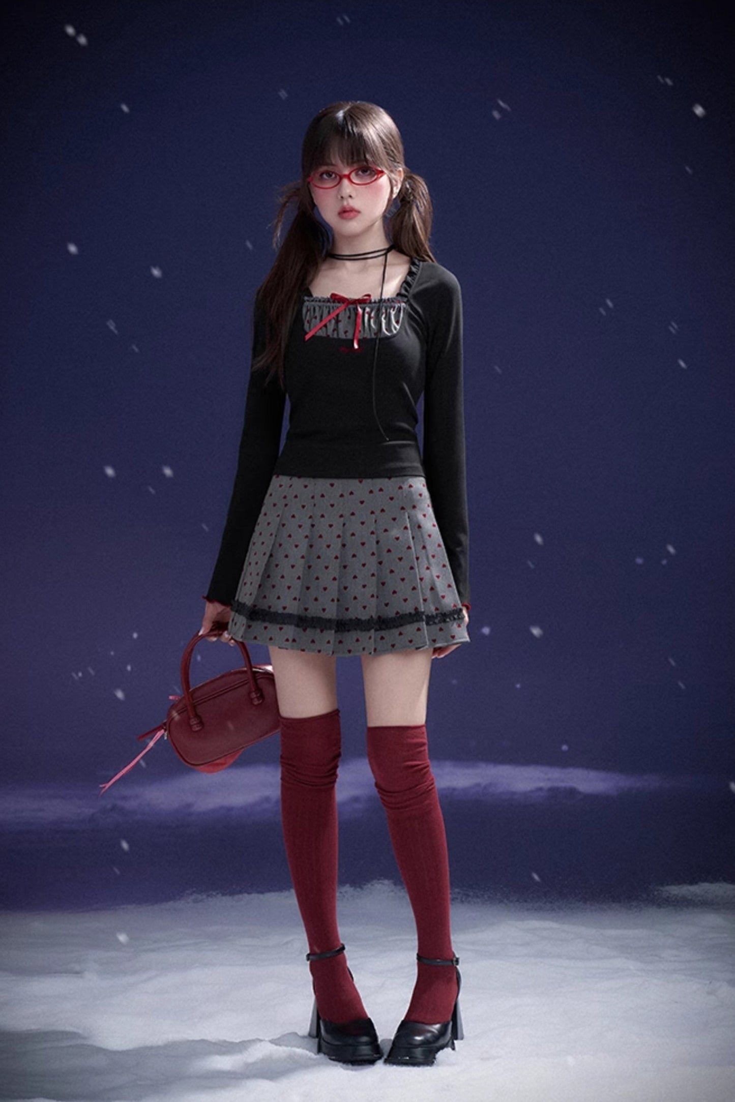 ハートプリーツスカート