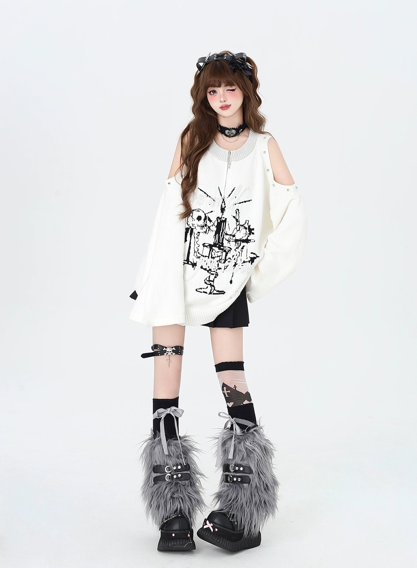 センタージップダメージオーバーニット NW1277