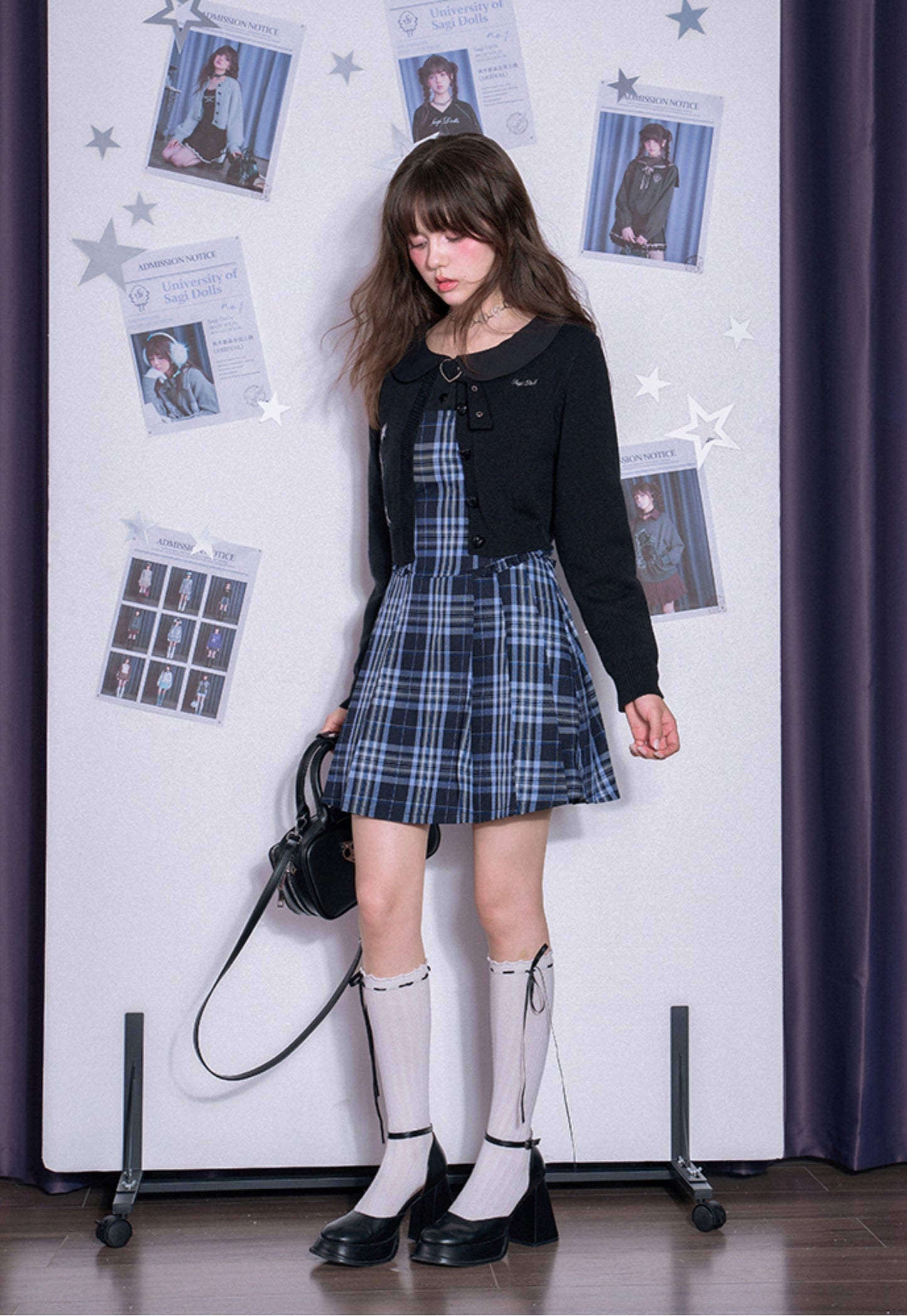 チェックブルーワンピース