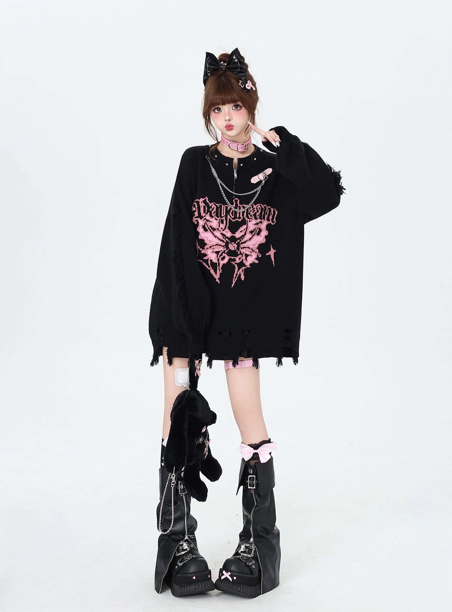 チェーンポイントダメージニット NW1289