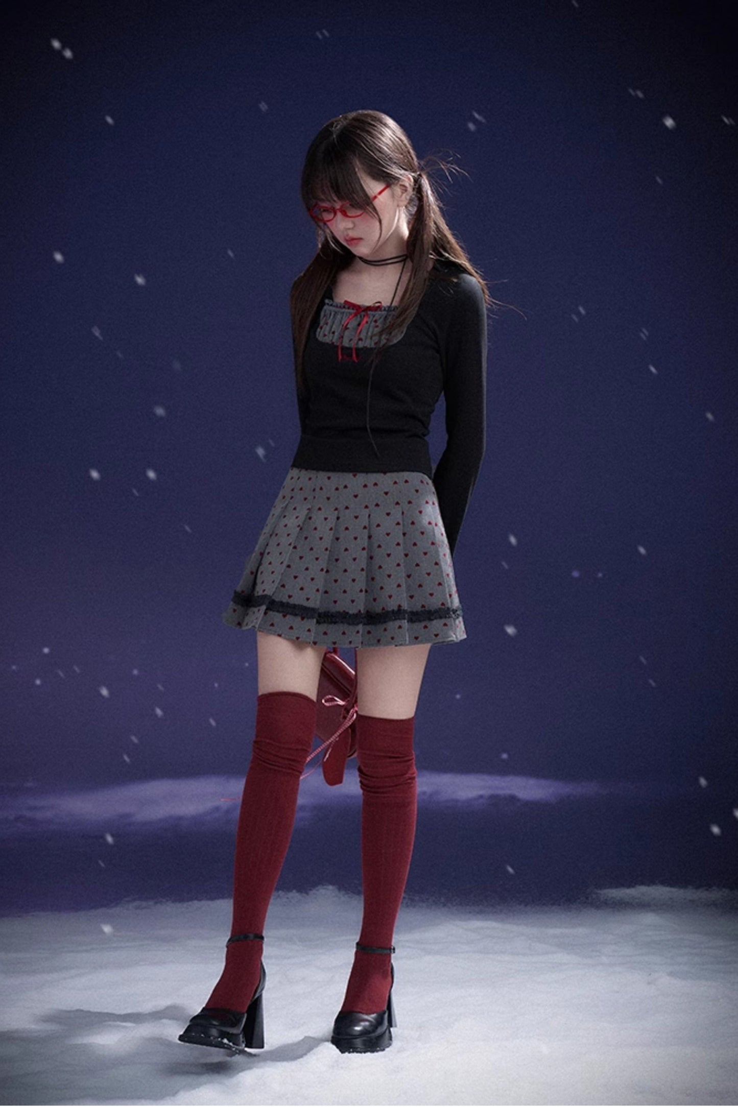 ハートプリーツスカート