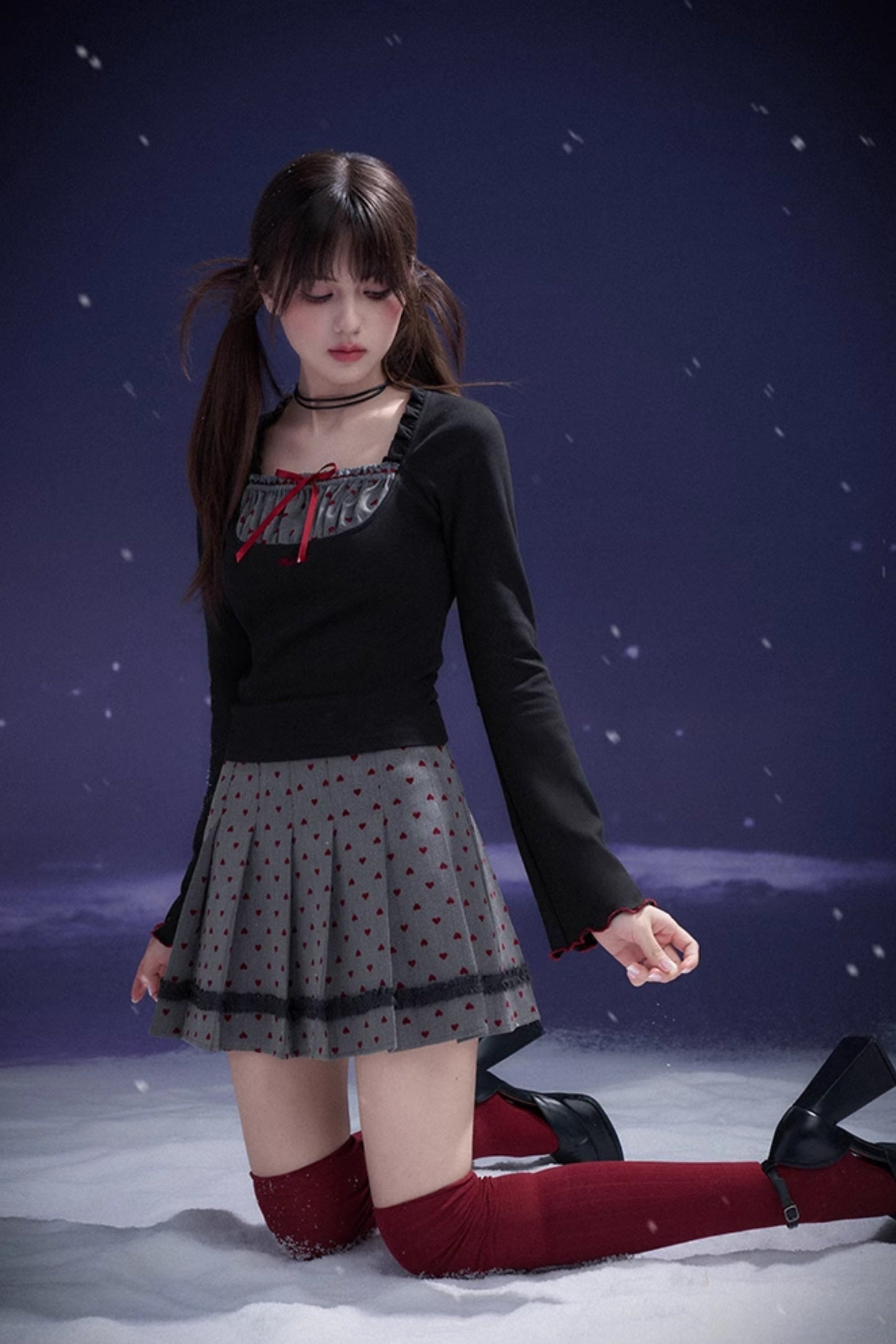 ハートプリーツスカート