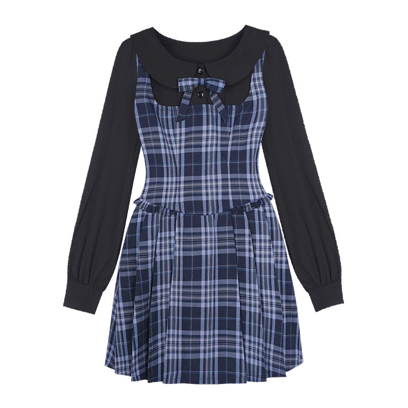 チェックブルーワンピース