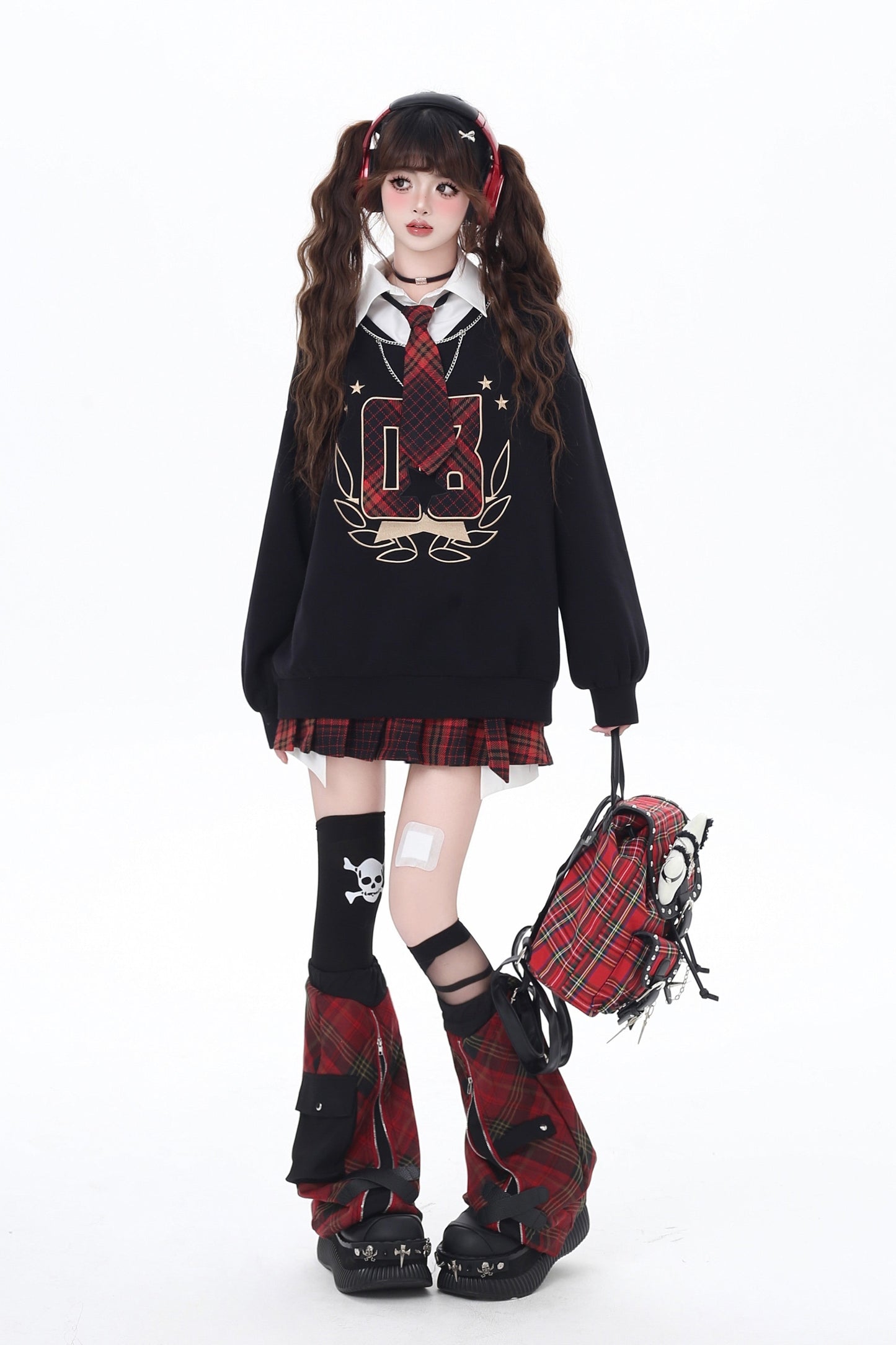 ツーピースチェックスウェット